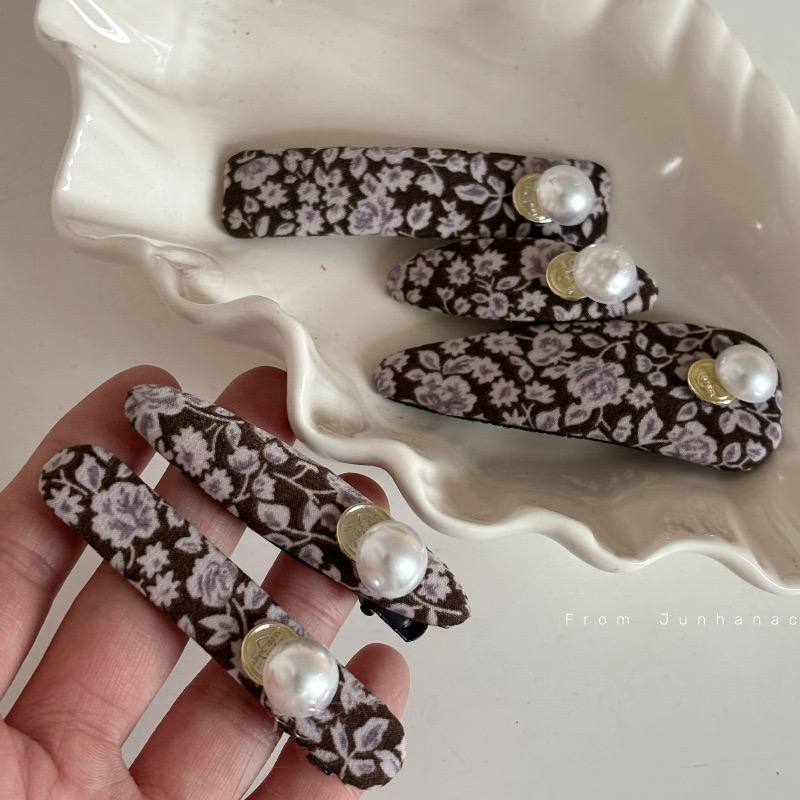 مجموعه گیره قهوه ای گلدار